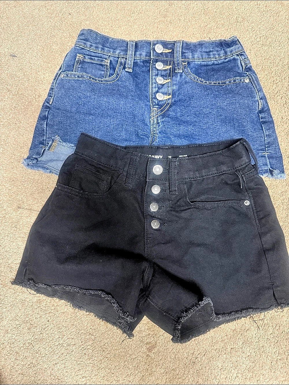Old Navy Girls Denim Jean Shorts Set Size 10 Blue & Black